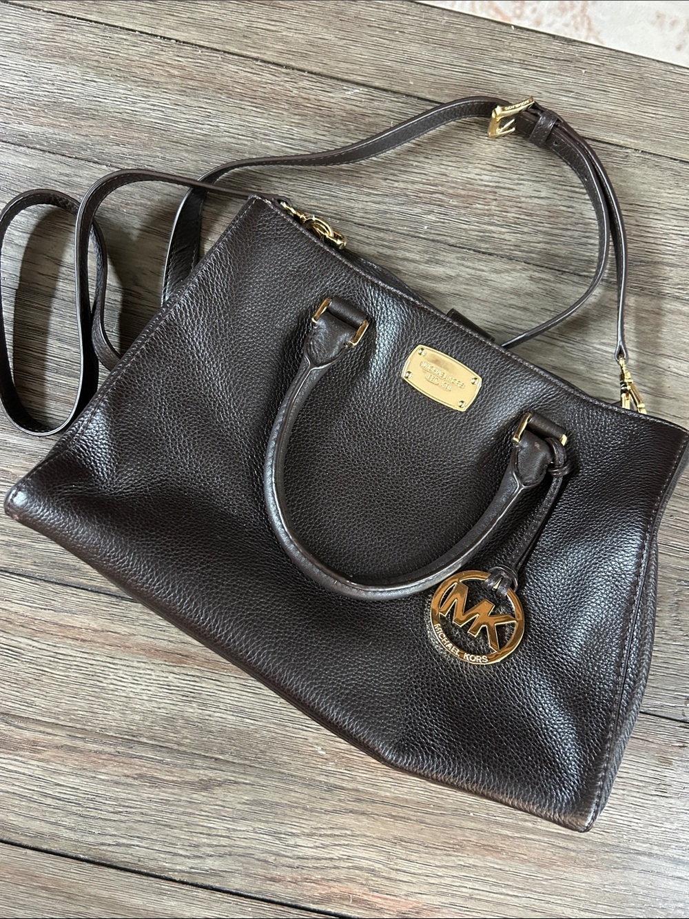 *on hold* MICHAEL KORS Sutton Top Handle Satchel Handbag Saffiano Leather Brow - Picture 6 of 10